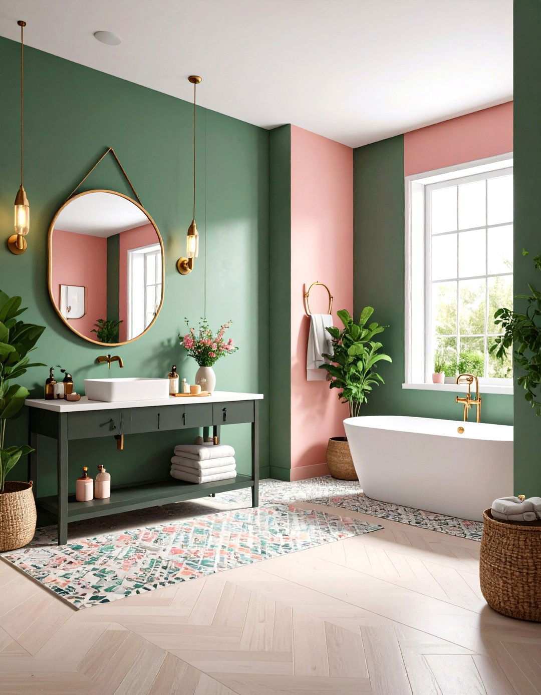 Art Studio Pink and Green Creative Expression - 24 Pink and Green Bathroom Design Ideas