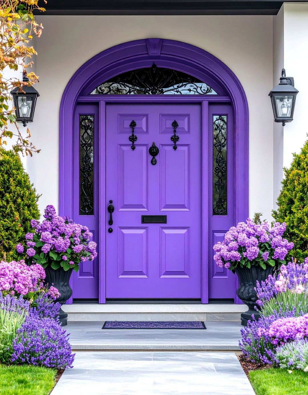 Artisan Lavender Door with Handcrafted Details - 24 Lavender Front Door Ideas
