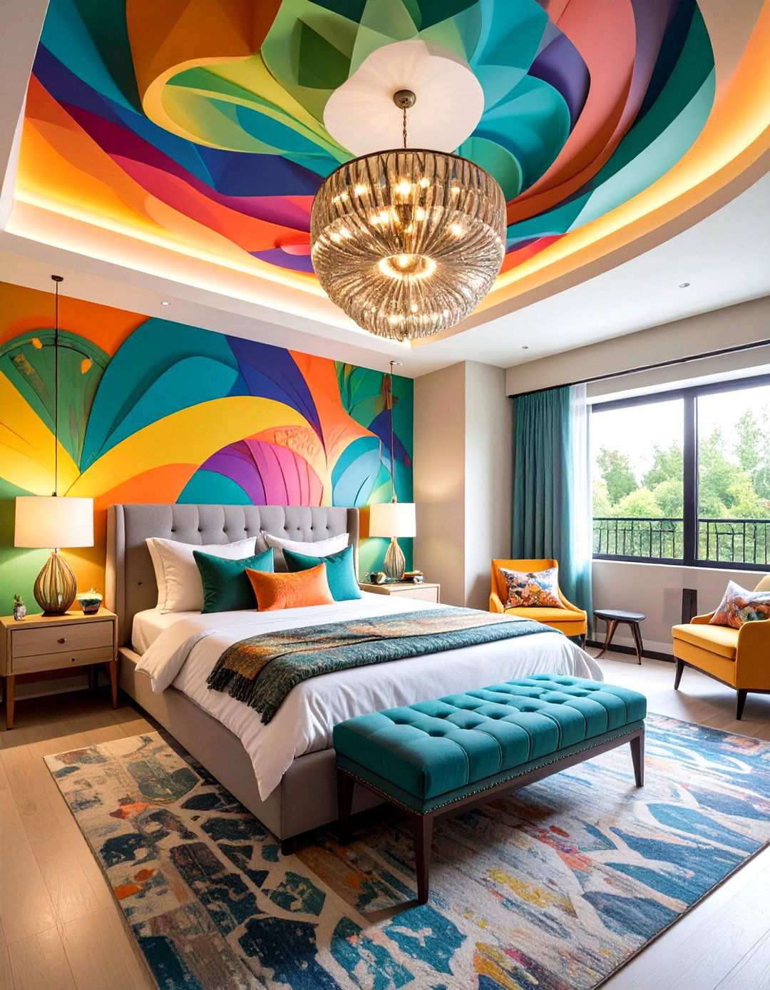 Artistic Mural Bedroom Ceiling Design - 24 Pop Ceiling Design Ideas