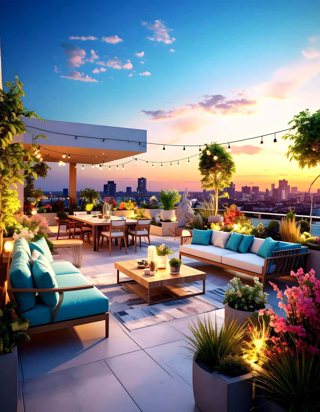 Artistic Sculpture Integration - 24 Rooftop Garden Ideas