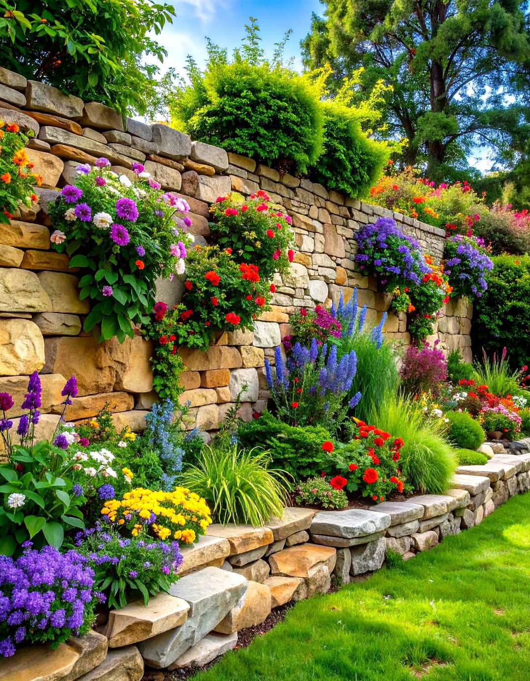 Artistic Stone Wall Features - 24 Rock Landscaping Ideas