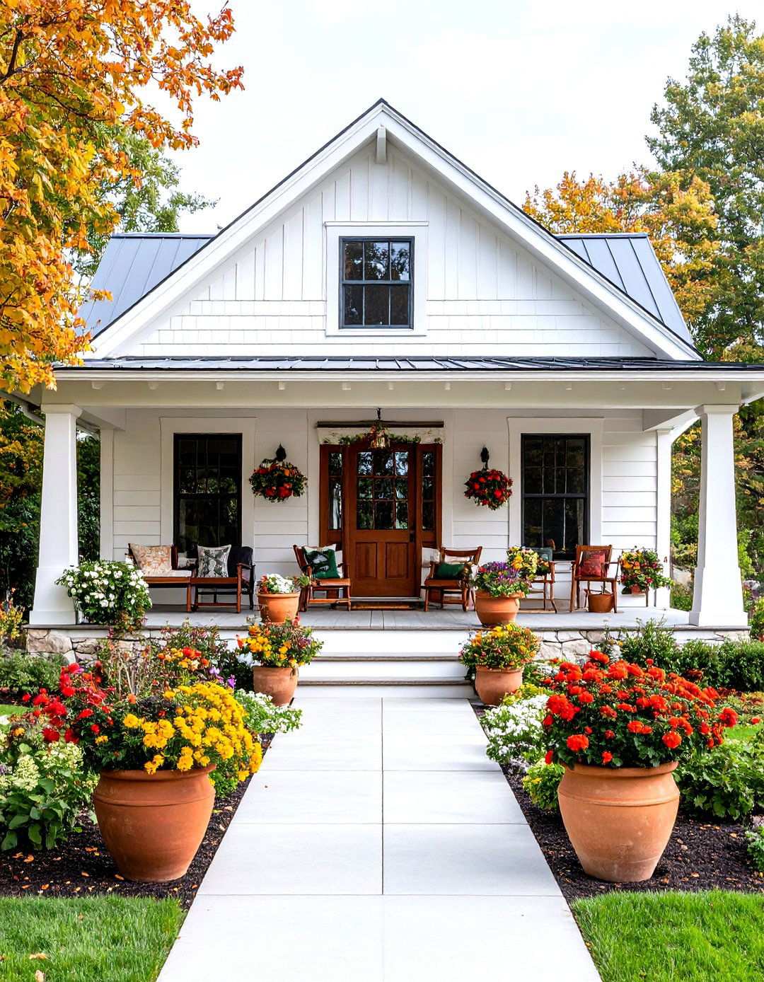 Arts and Crafts Farmhouse with Natural Materials - 24 White Farmhouse With Wrap-around Porch Ideas