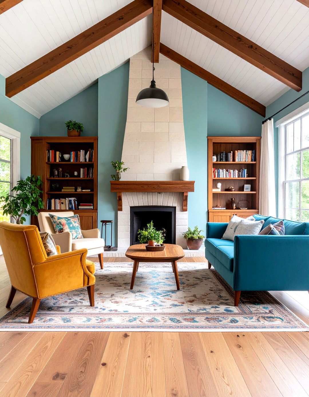 Arts and Crafts Style Fireplace With Mission Ceiling - 24 Rooms With Fireplaces With Vaulted Ceilings Features