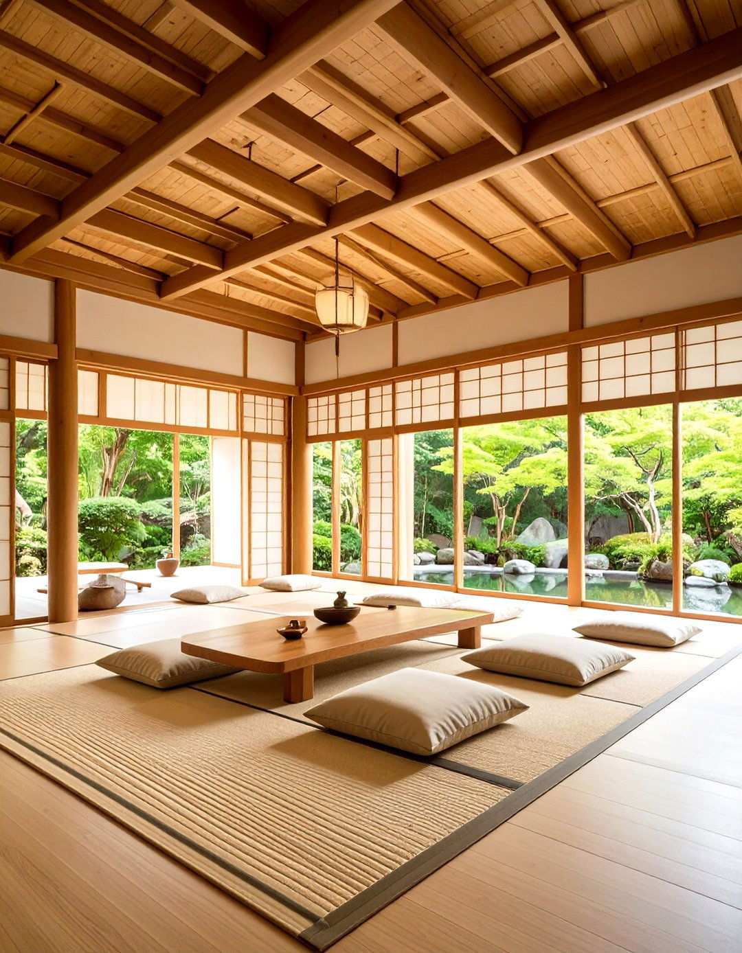 Asian Inspired Bamboo Beam Design - 24 Vaulted Ceiling With Beams