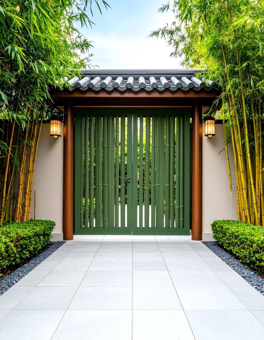 Asian Inspired Bamboo Pattern Metal Gates - 24 Metal Garden Gate Ideas