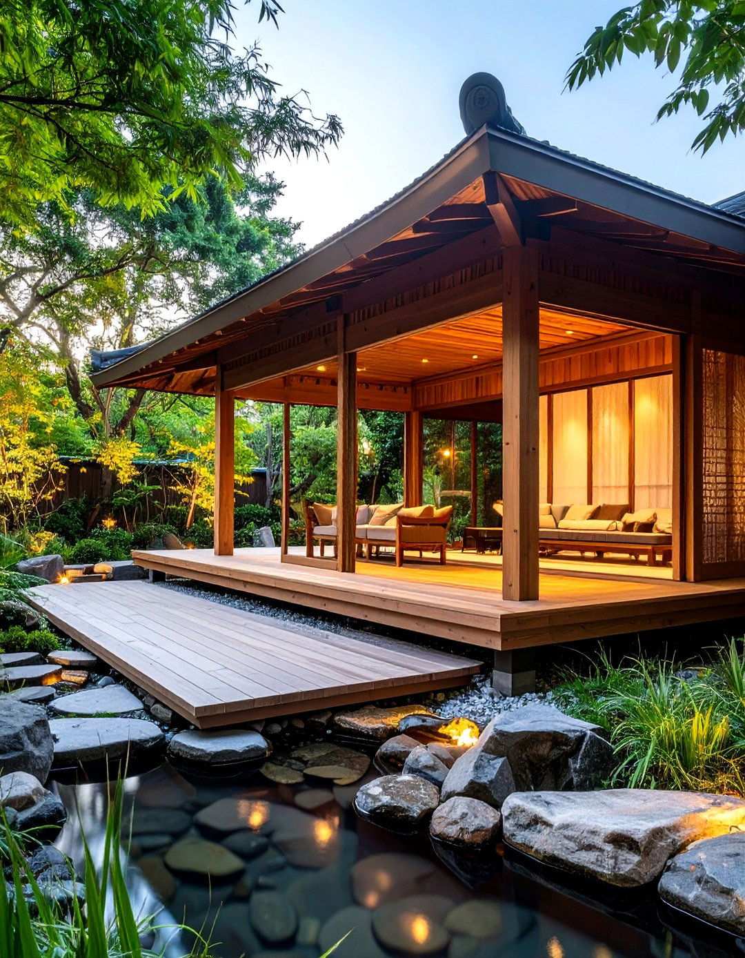 Asian Inspired Zen Simplicity - 24 Open Gable Porch Ideas