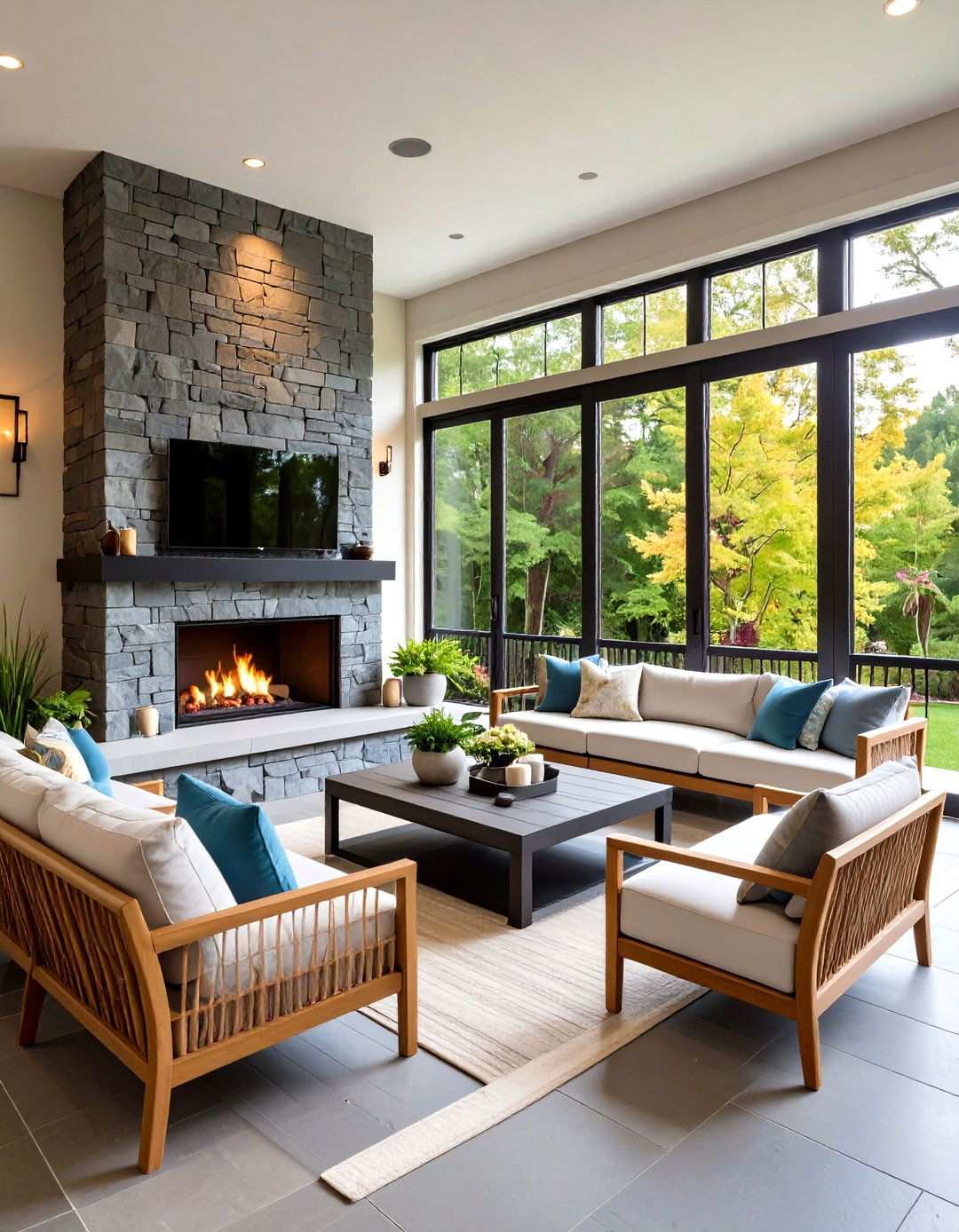 Asian Zen Garden Fireplace Pavilion - 24 Screened-in Porch With Fireplace Ideas