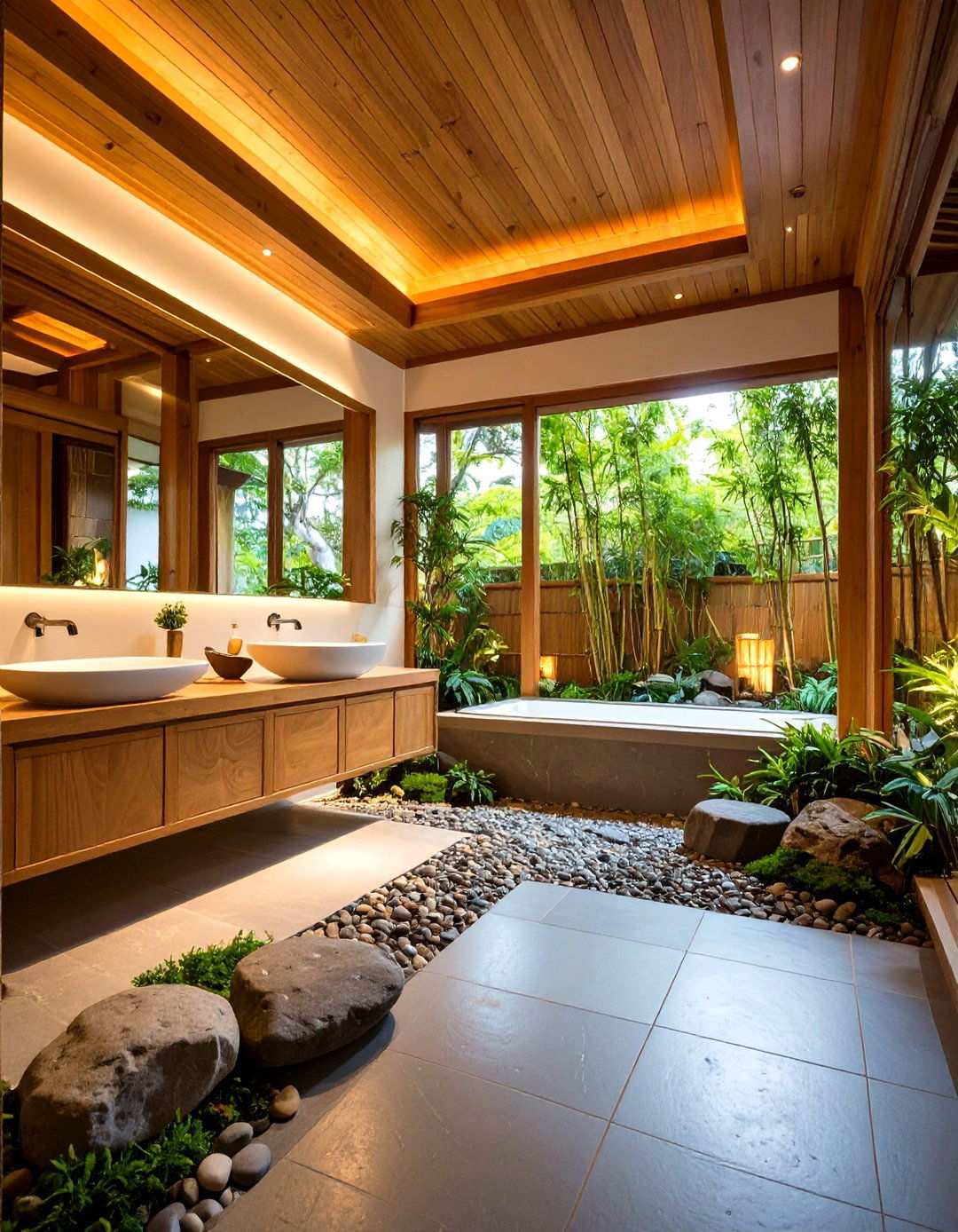 Asian Zen Powder Room with Natural Stone Features - 24 Powder Room Ideas
