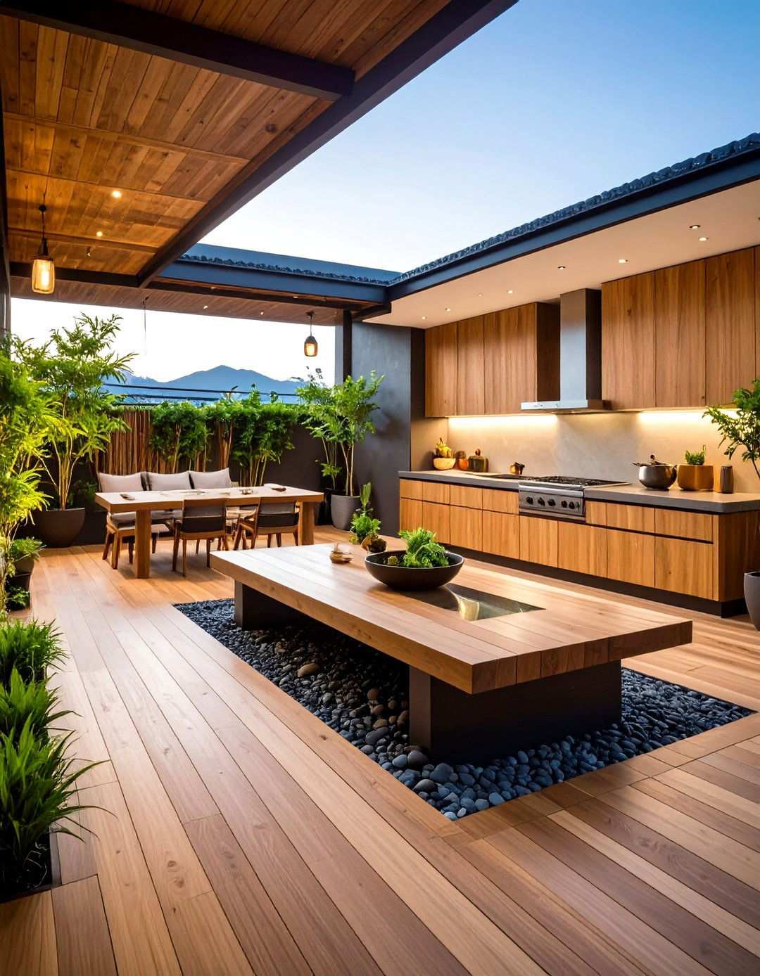 Asian Zen Rooftop Kitchen Garden - 24 Rooftop Kitchen Ideas