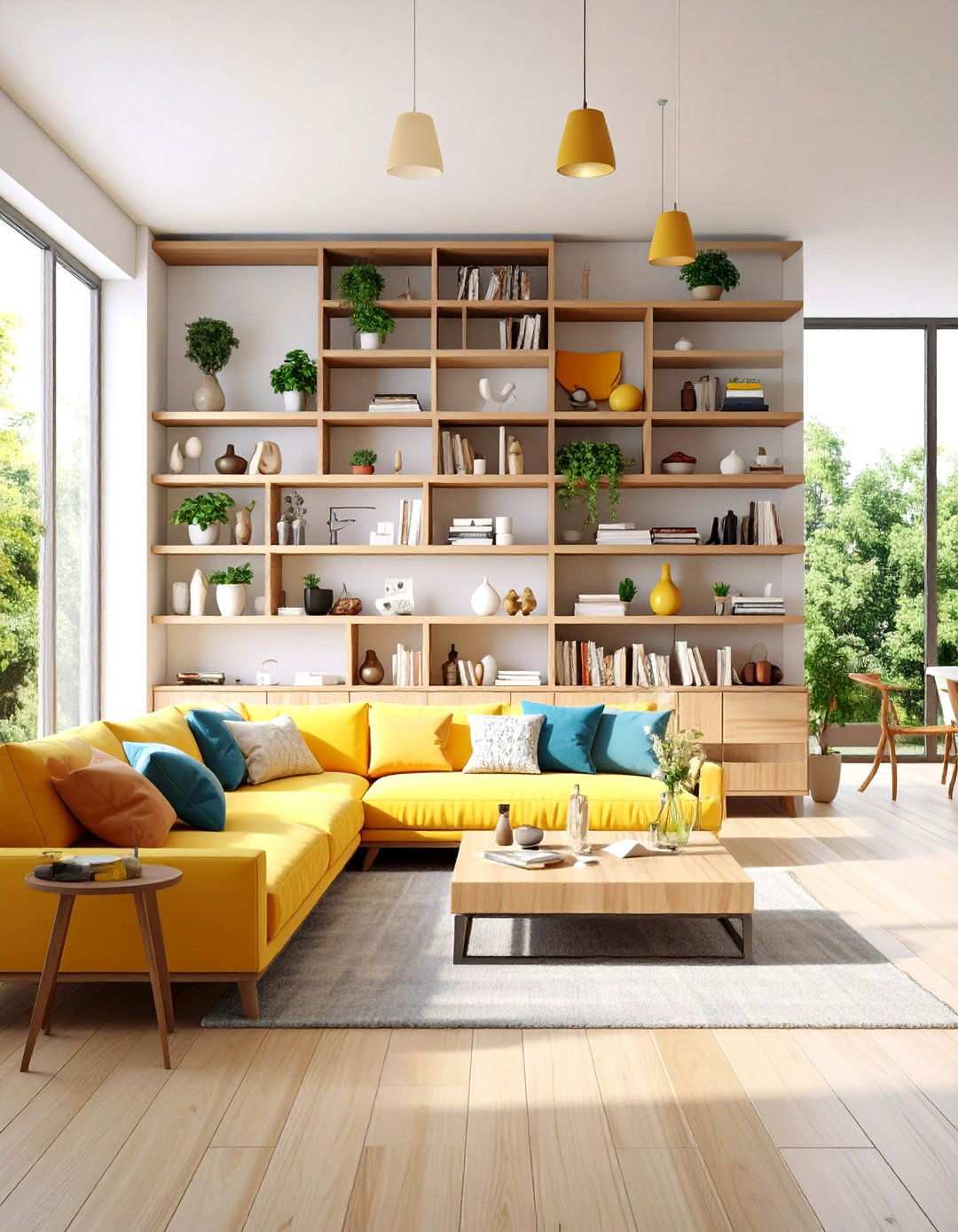 Asymmetrical Creative Arrangements - 24 Living Room Shelf Ideas