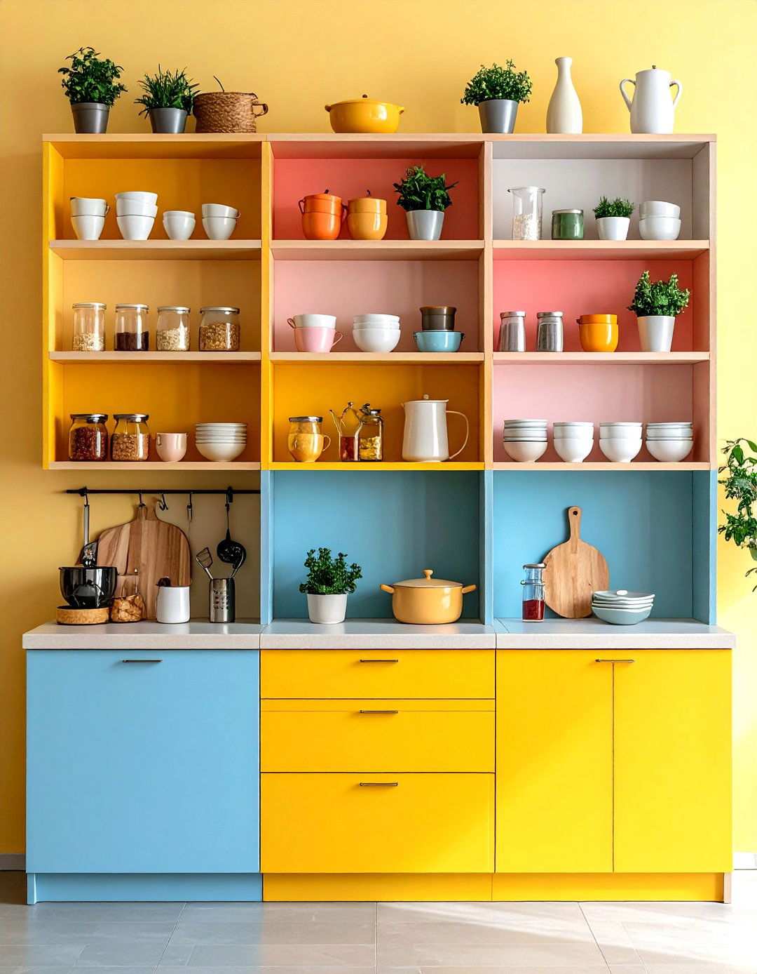 Asymmetrical Modern Shelf Layout - 24 Open Shelving Kitchen Ideas