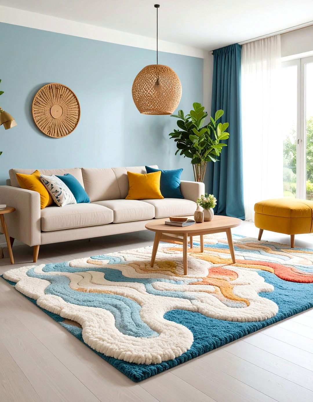 Asymmetrical Natural Flow Rugs - 24 Living Room Rug Ideas