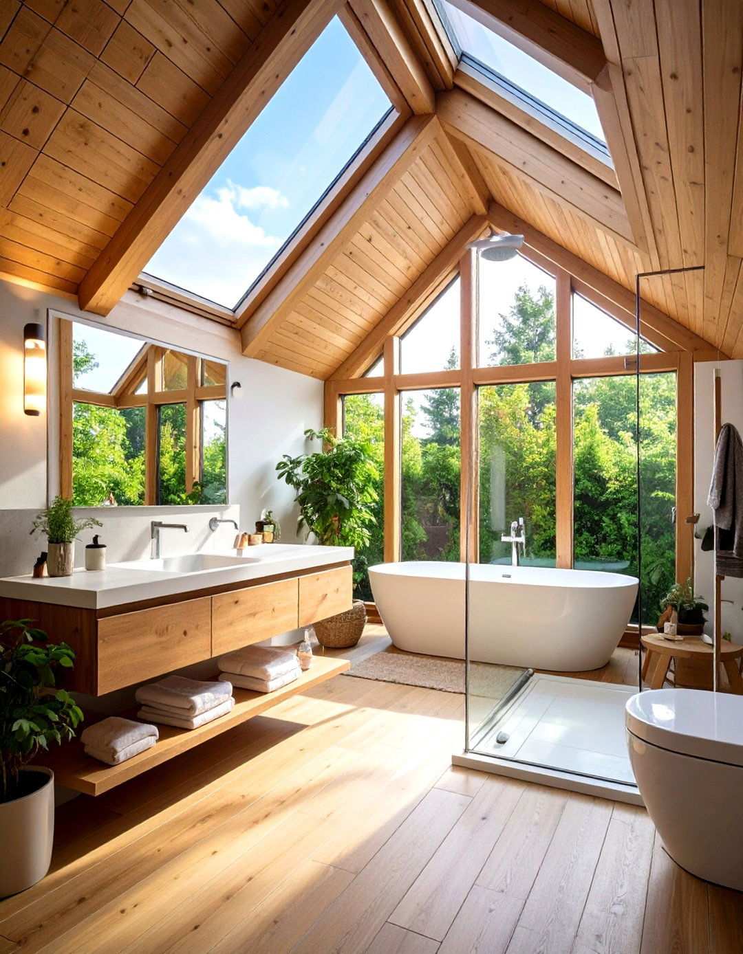 Attic Bathroom with Walk in Shower - 24 Low Ceiling Small Attic Room Ideas