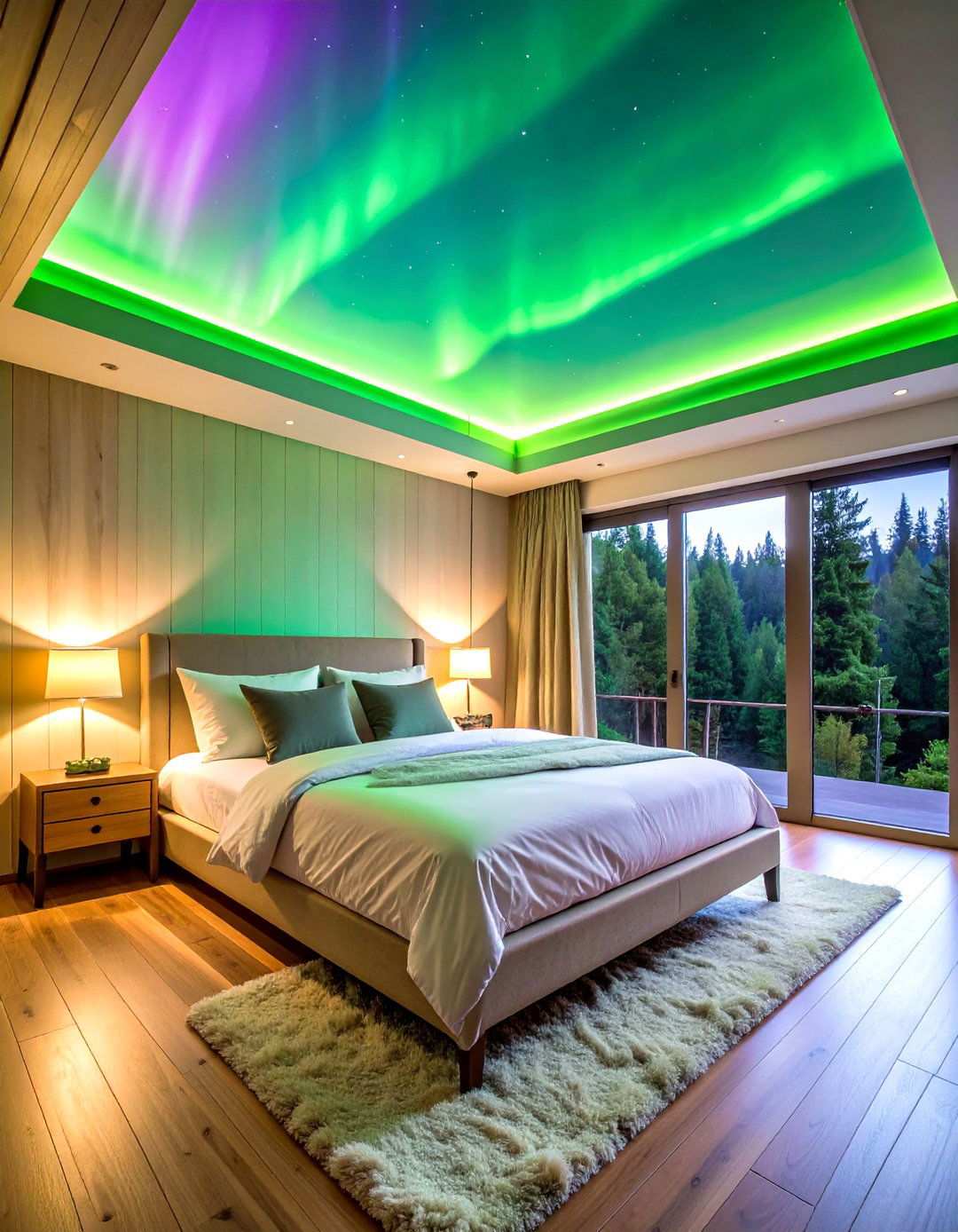 Aurora Borealis Lighting - 24 Space-themed Room Ideas