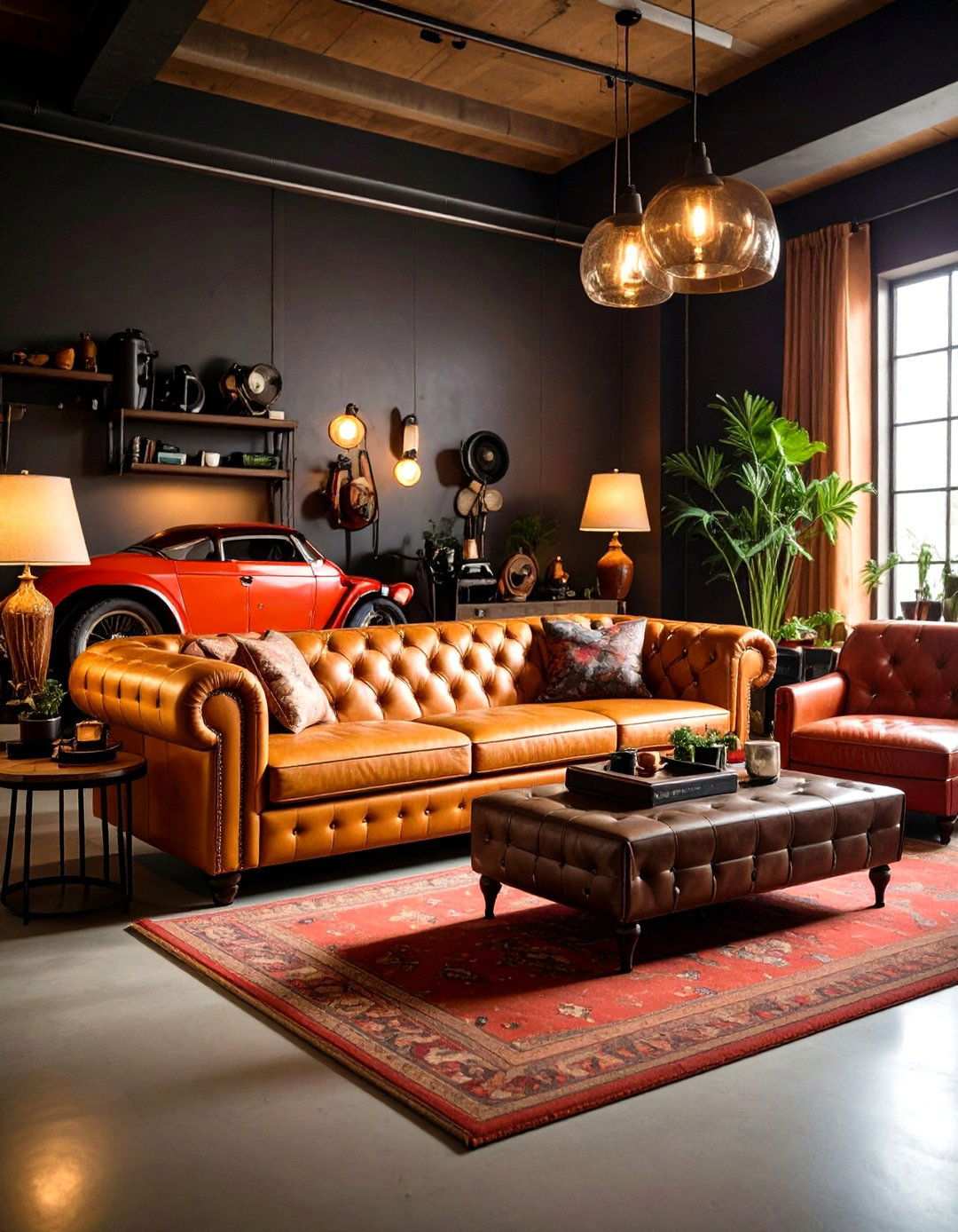 Automotive Enthusiast Living Room - 24 Men's Living Room Ideas
