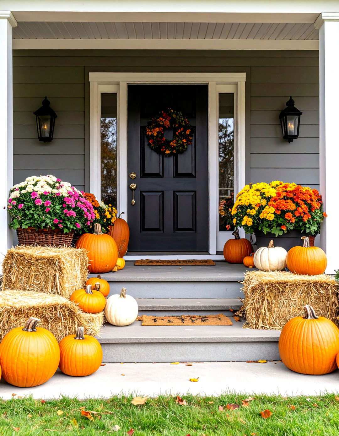 Autumn Front Porch Welcome - 24 Thanksgiving Decoration Ideas