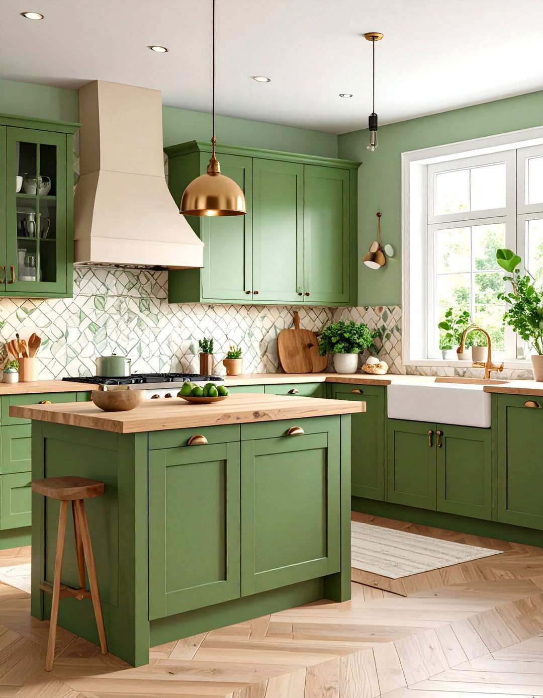 Avocado Green Earth Tone Kitchen - 24 Vintage Kitchen Ideas
