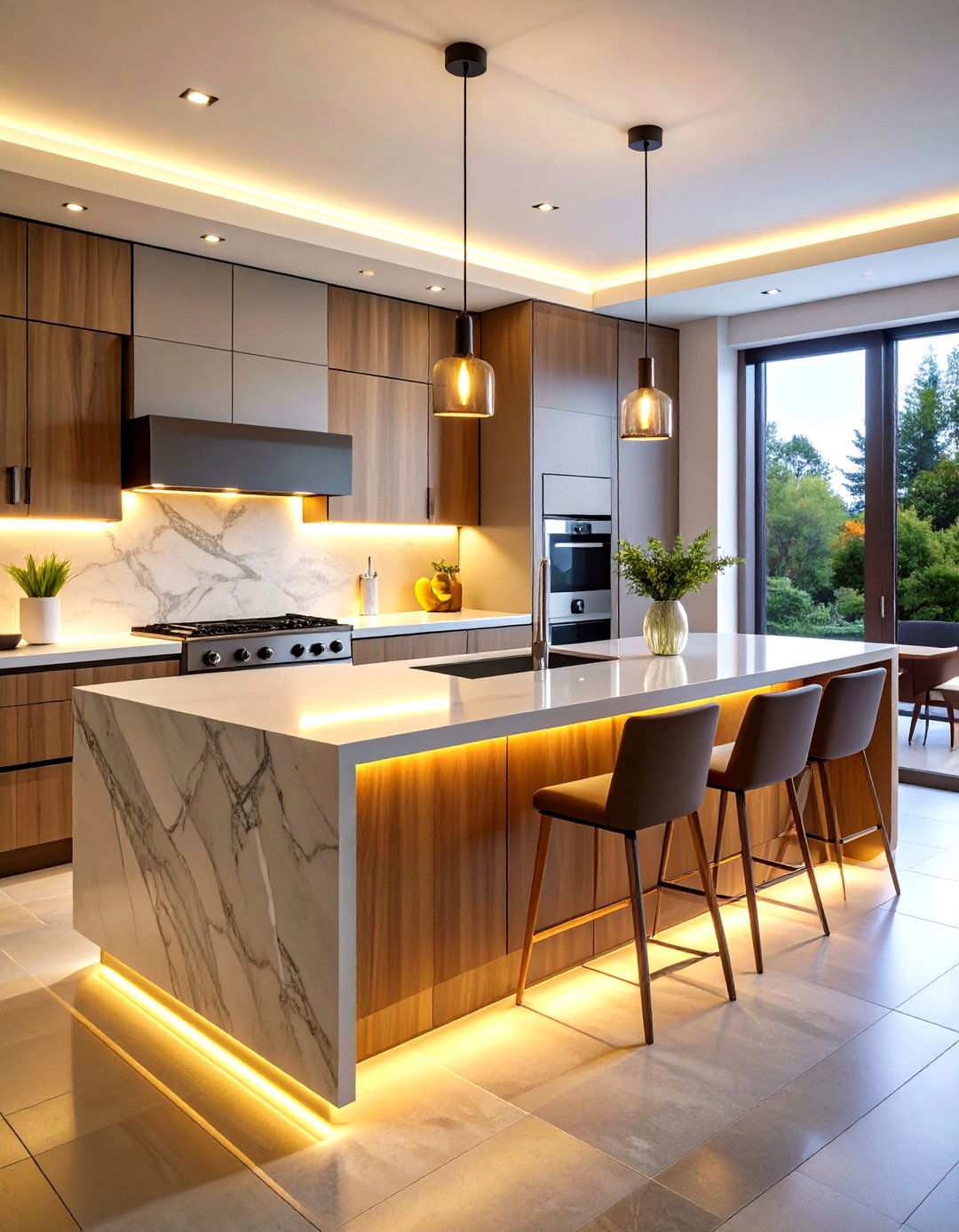 Backlit Backsplash Features - 24 Luxury Kitchen Ideas