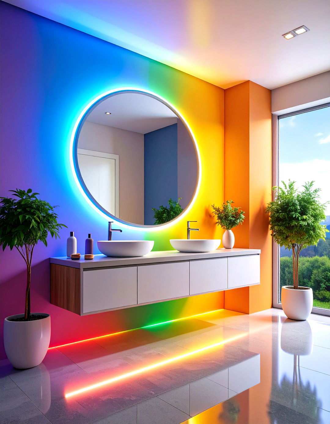 Backlit Bathroom Mirror with Smart Controls - 24 Small Bathroom Lighting Ideas