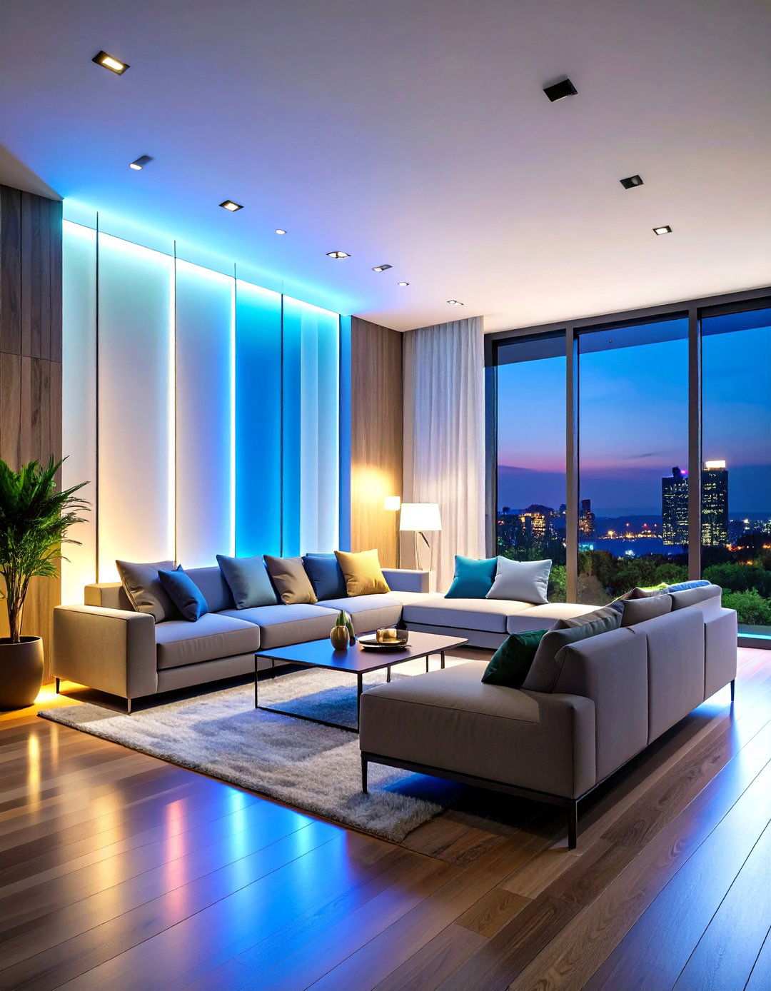 Backlit Floating Wall Panels - 24 Living Room Wall Lighting Ideas