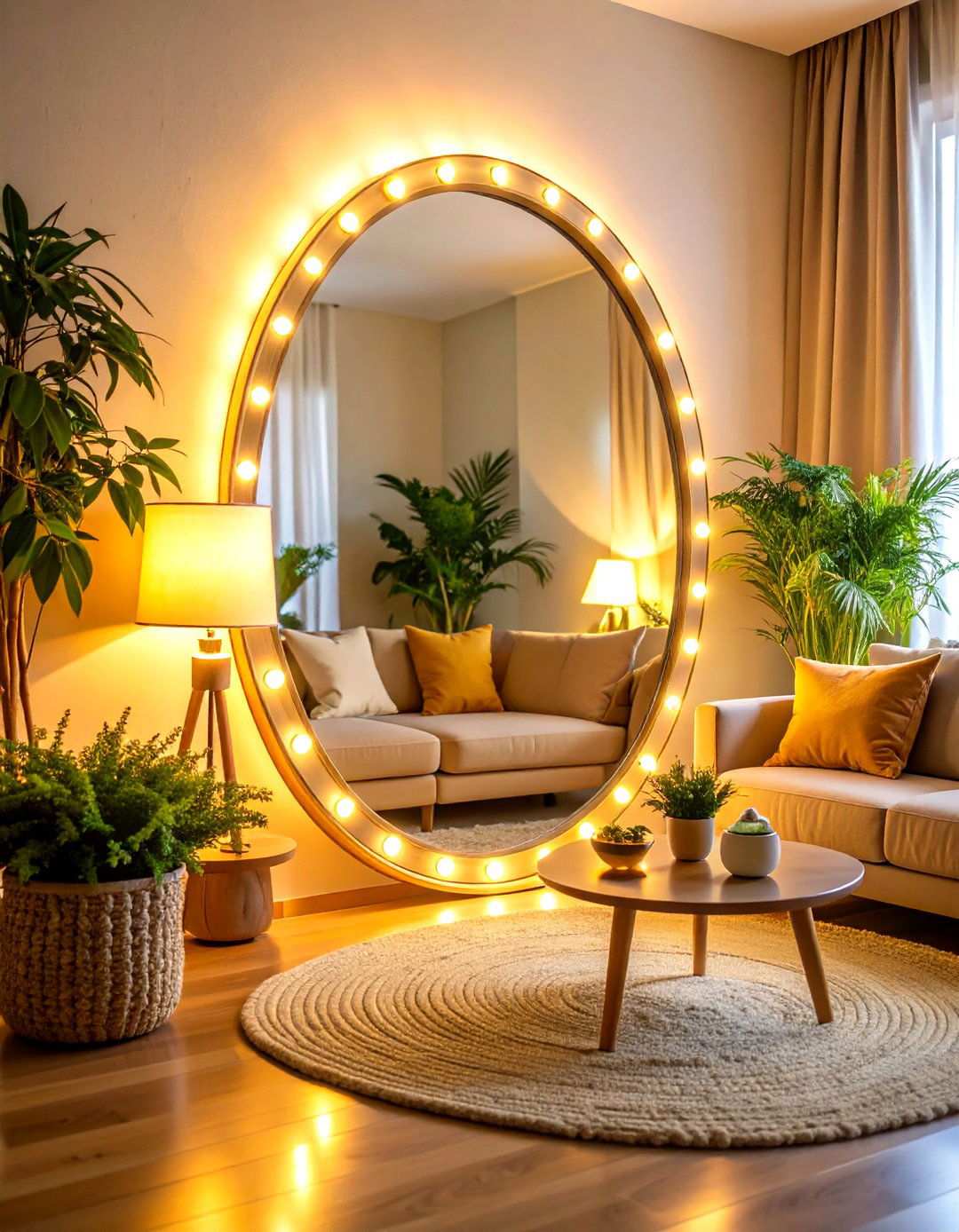 Backlit Mirror Features - 24 Living Room Mirror Ideas