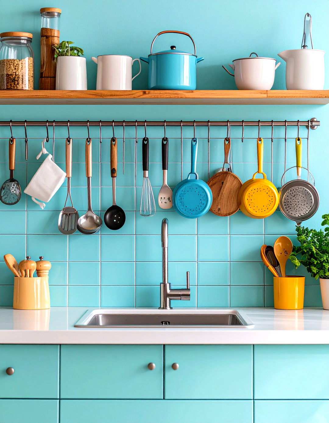 Backsplash Hook System - 24 Kitchen Sink Organization Ideas