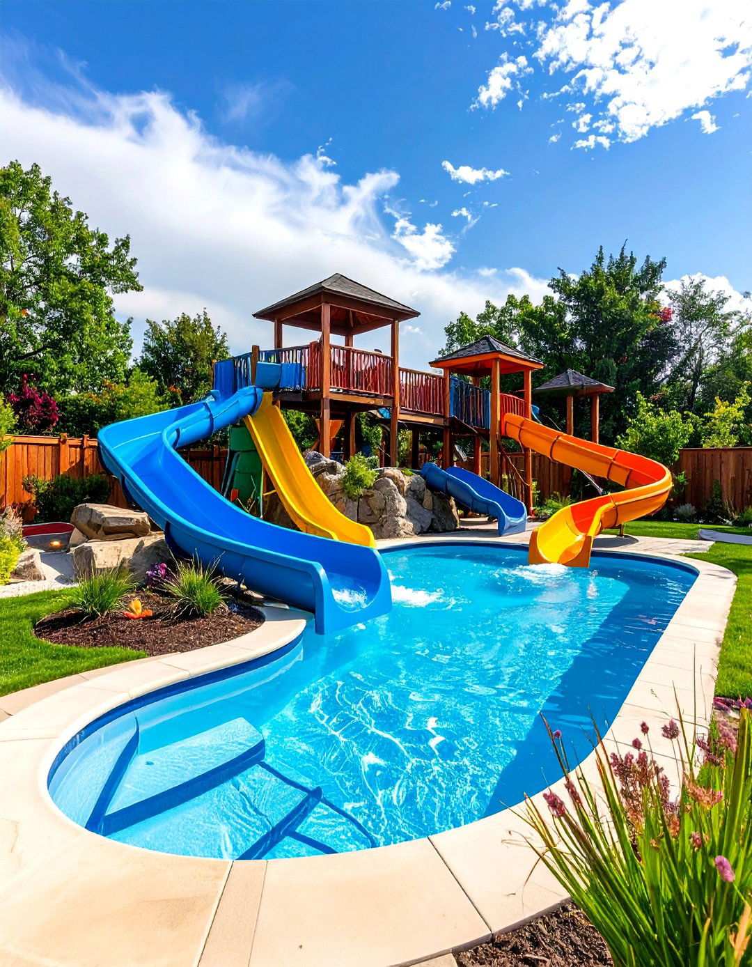Backyard Water Park Pool Design - 24 Pool Landscaping Ideas