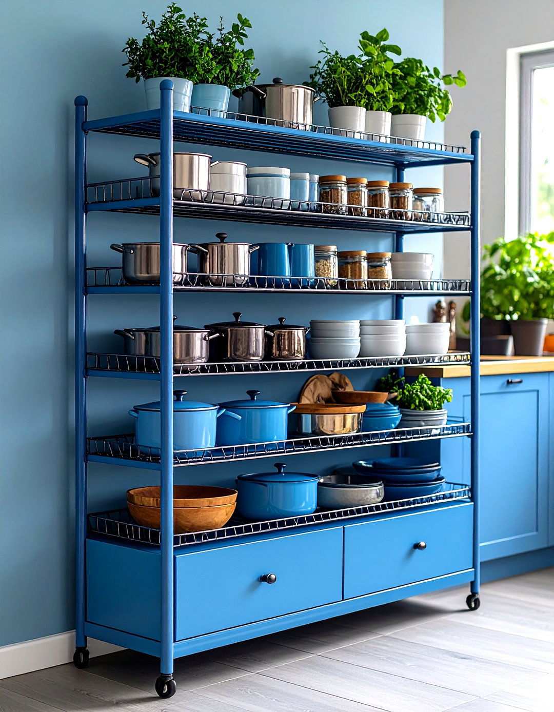 Bakers Rack Displays - 24 Pots and Pans Storage Ideas