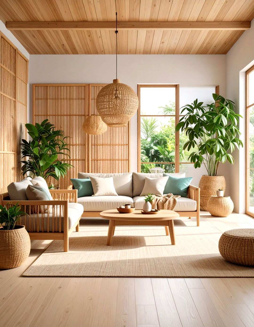 Bamboo Accent Pieces - 24 Zen Living Room Ideas