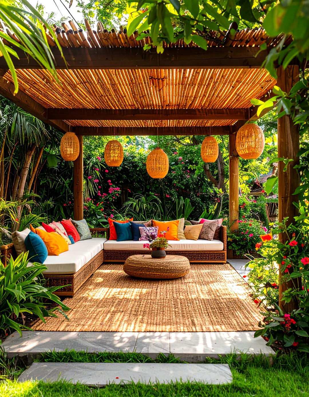 Bamboo Mat Natural Covering - 24 Pergola Roof Ideas