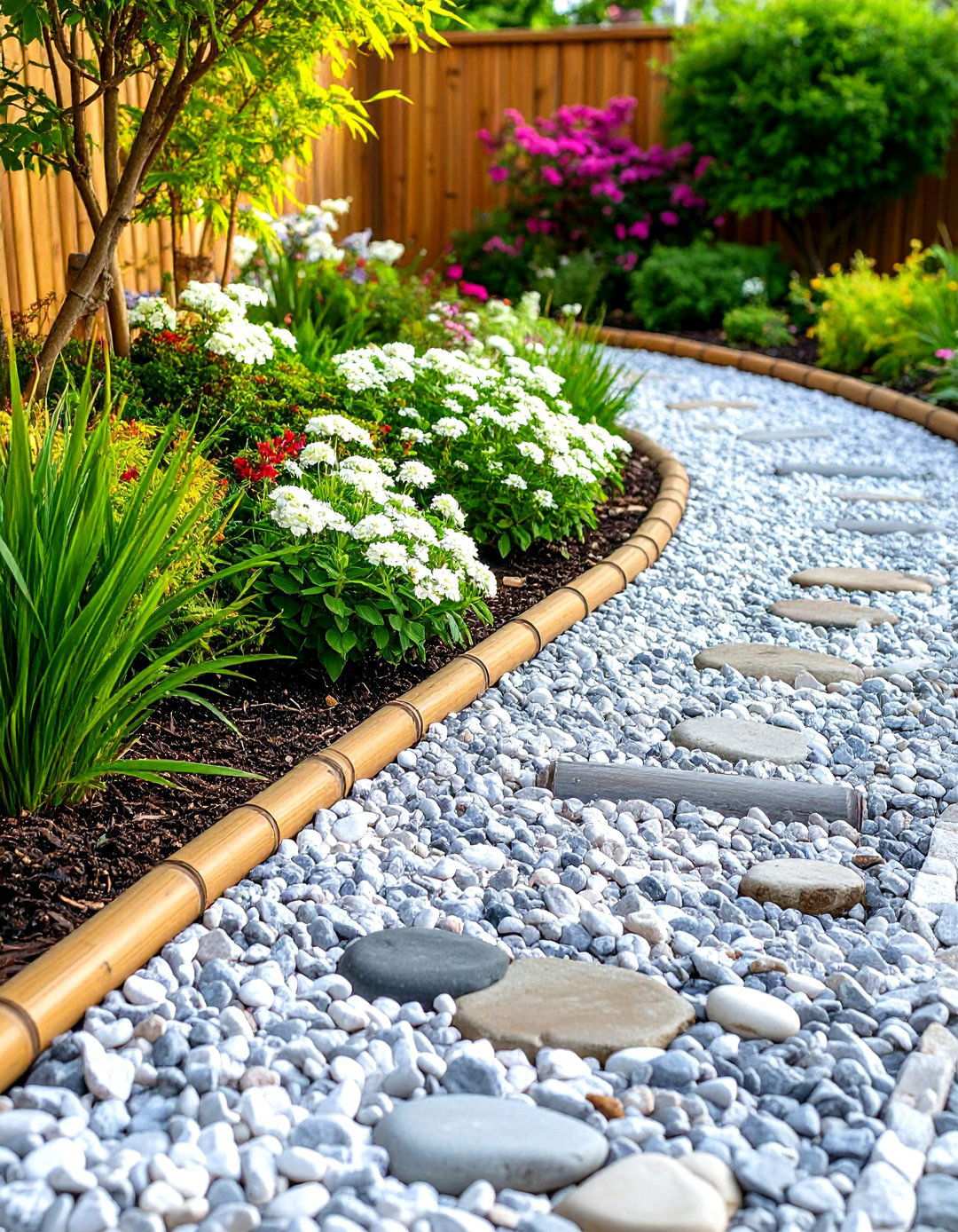 Bamboo Mulch Edging with Asian Garden Harmony - 24 Mulch Edging Ideas