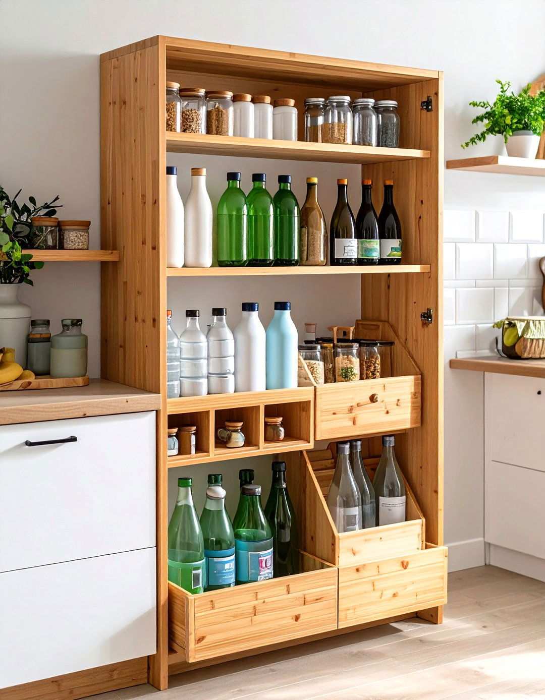Bamboo Organizer System - 24 Water Bottle Storage Ideas