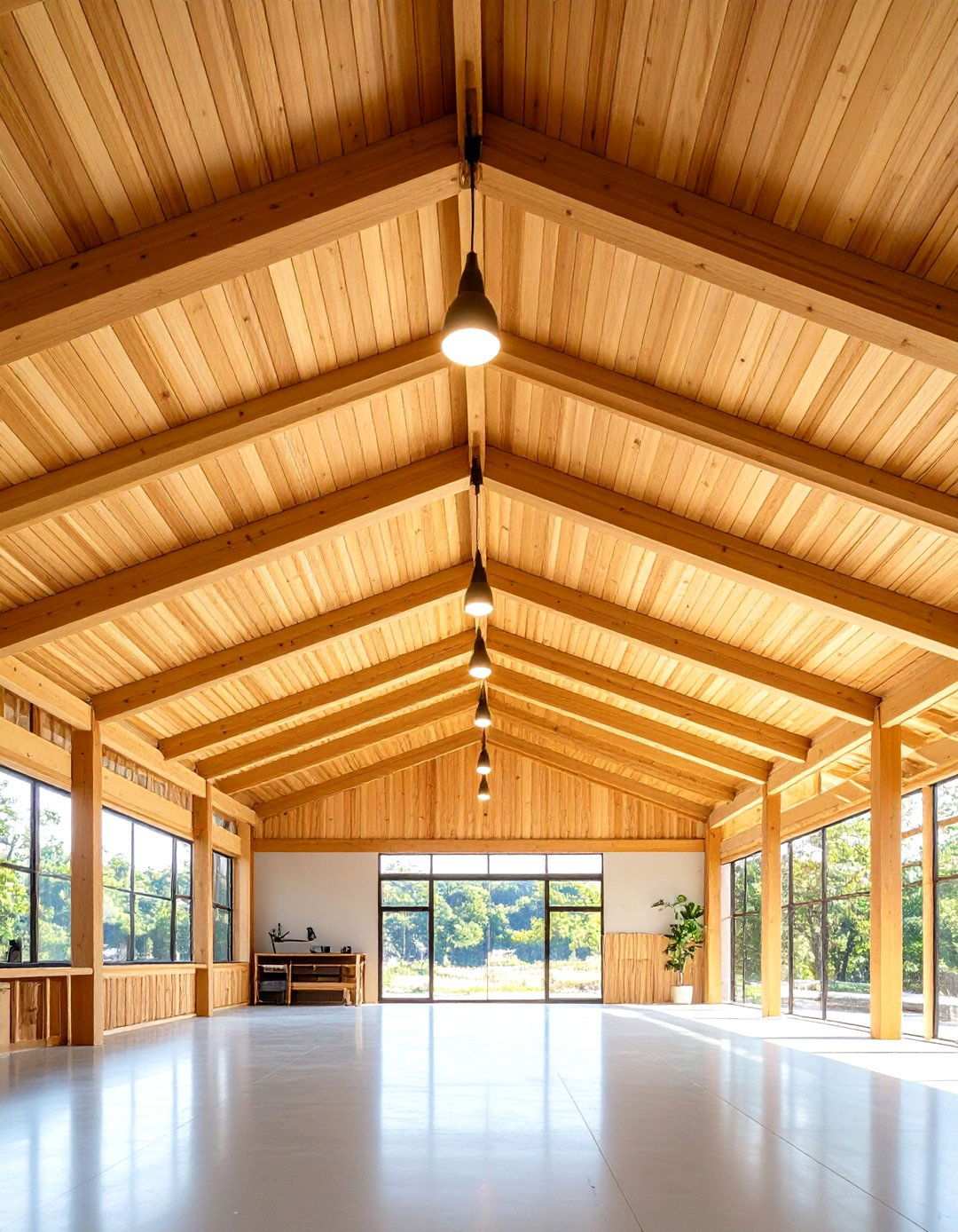 Bamboo Panel Ceiling with Natural Fiber Texture - 24 Shed Ceiling Ideas
