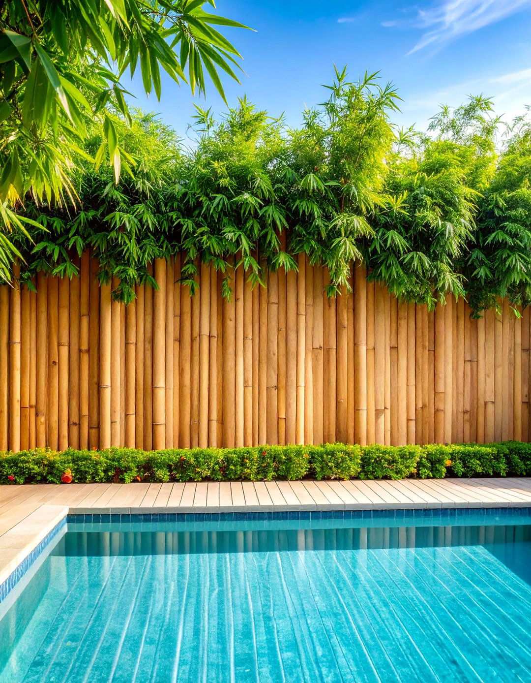 Bamboo Privacy Screen Fence - 24 Pool Privacy Ideas