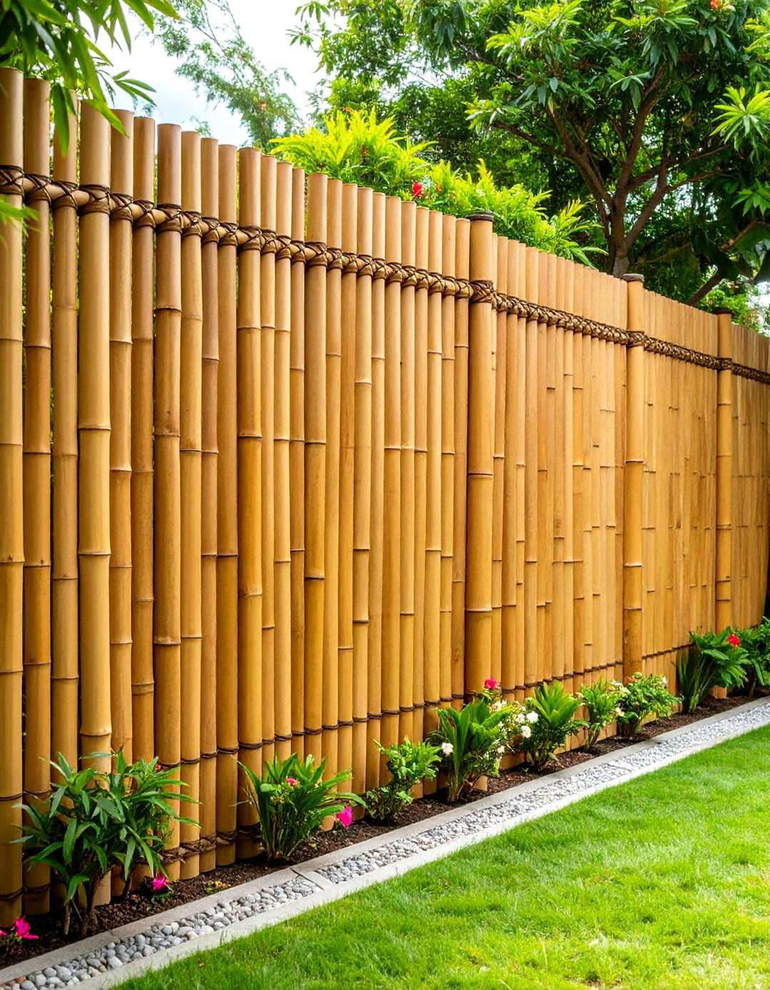 Bamboo Screen Fence with Natural Texture - 24 Vegetable Garden Fence Ideas