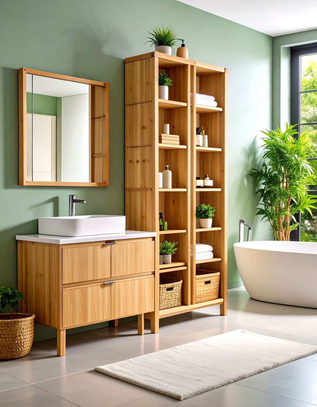 Bamboo Storage Towers - 24 Small Bathroom Storage Ideas