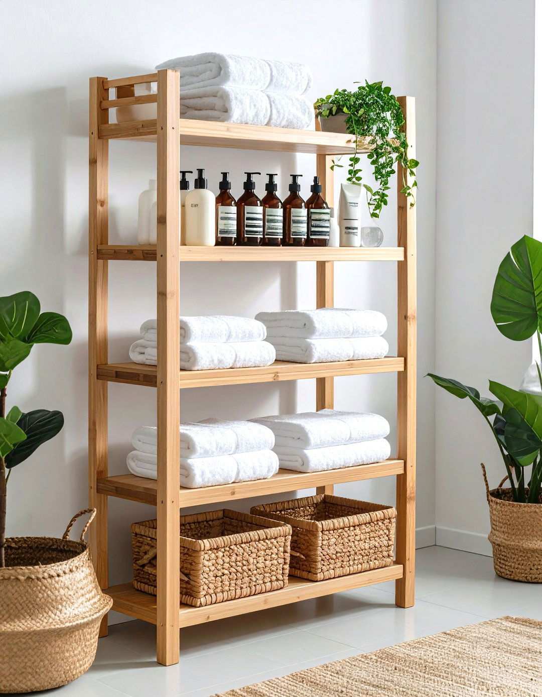 Bamboo Three Tier Organizers - 24 Small Bathroom Shelving Ideas