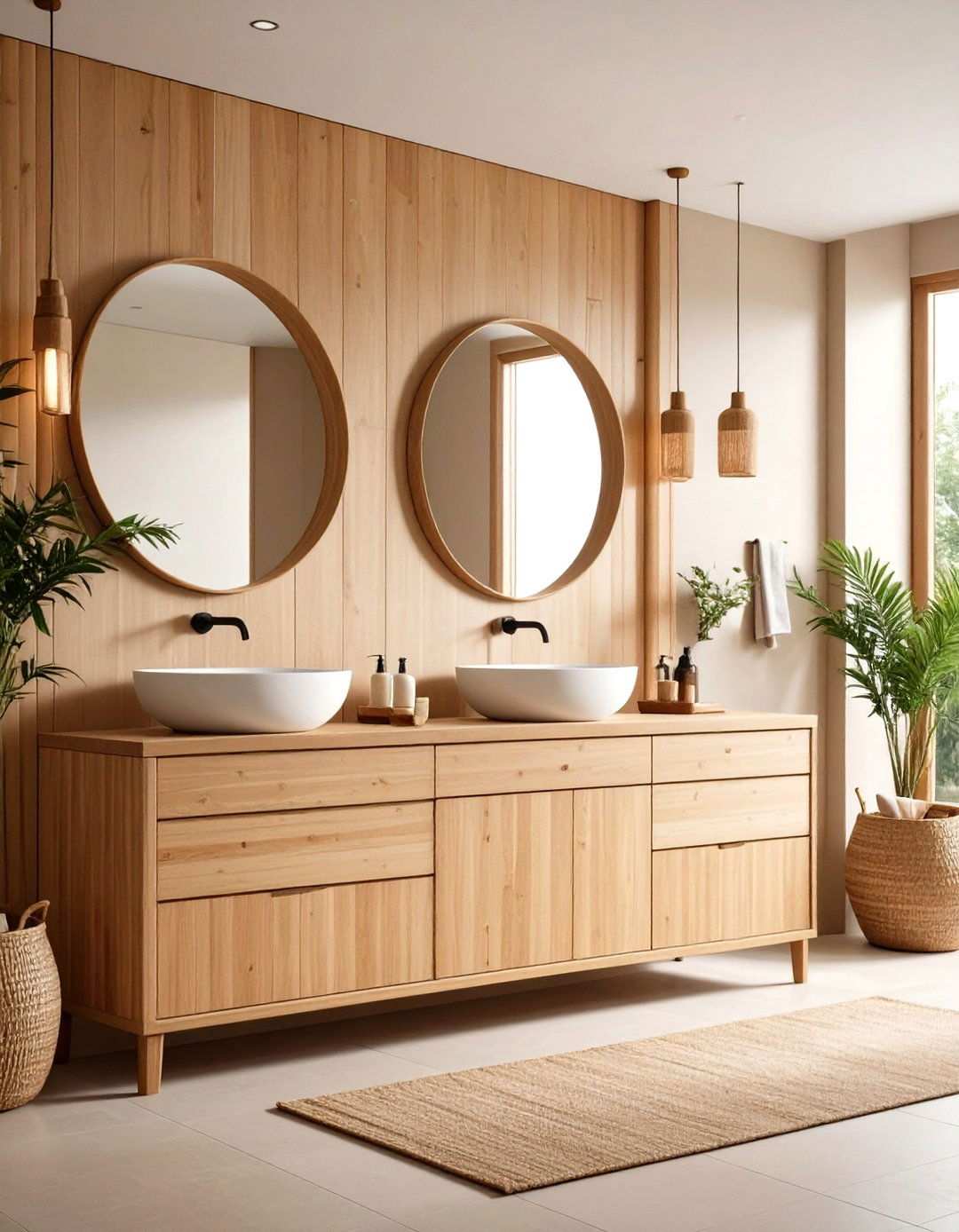 Bamboo Vanity Paradise - 24 Tropical Bathroom Ideas