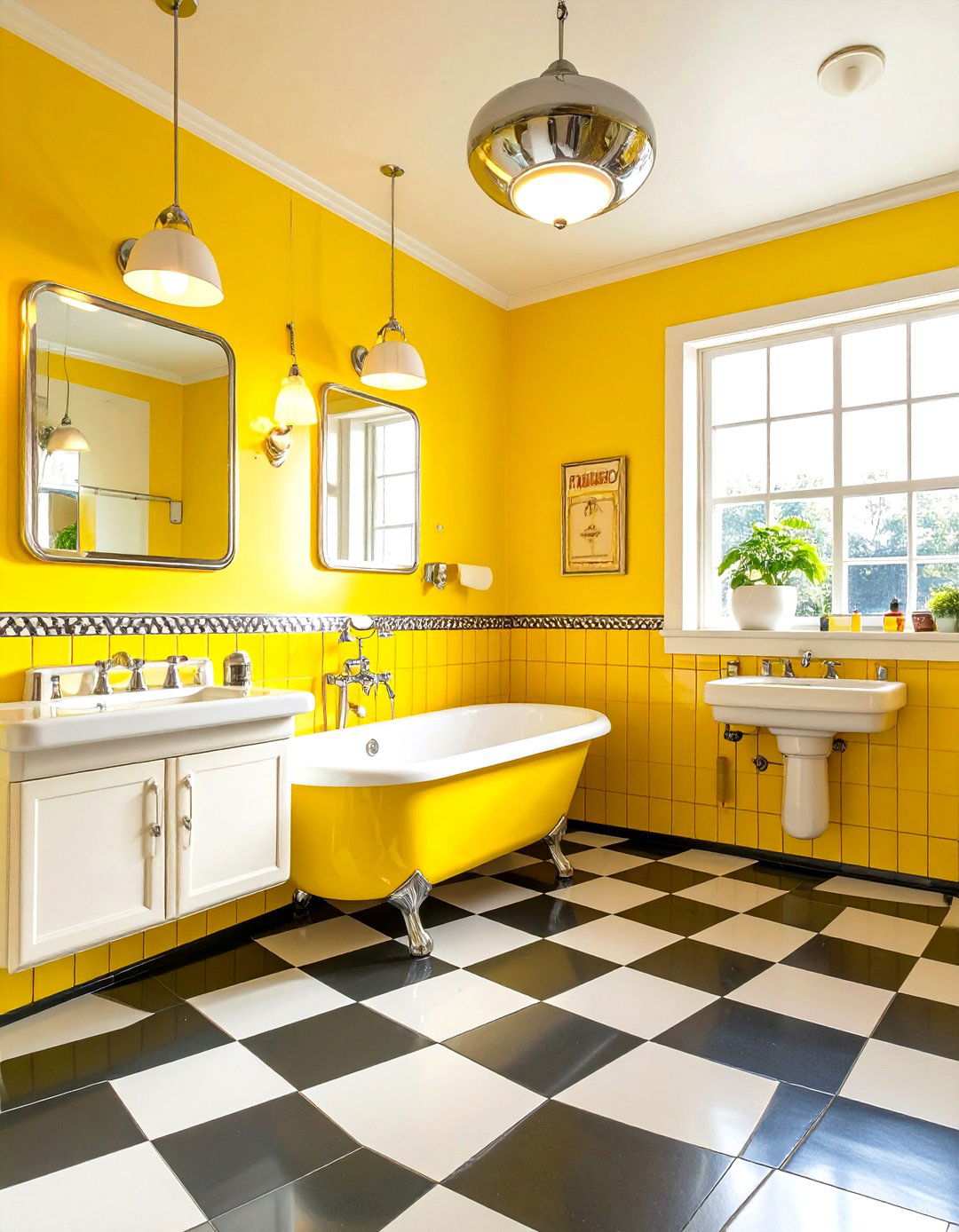 Banana Yellow Retro Kitchen Style Bath - 24 Yellow Bathroom Ideas