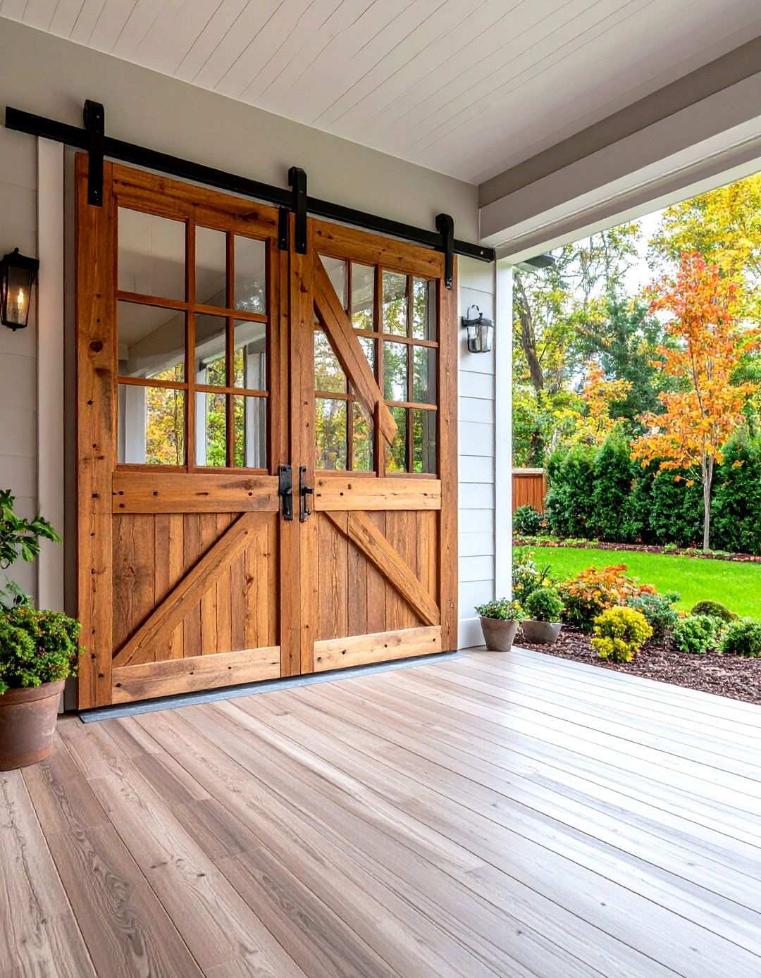 Barn Door Feature Statements - 24 Rustic Front Porch Ideas