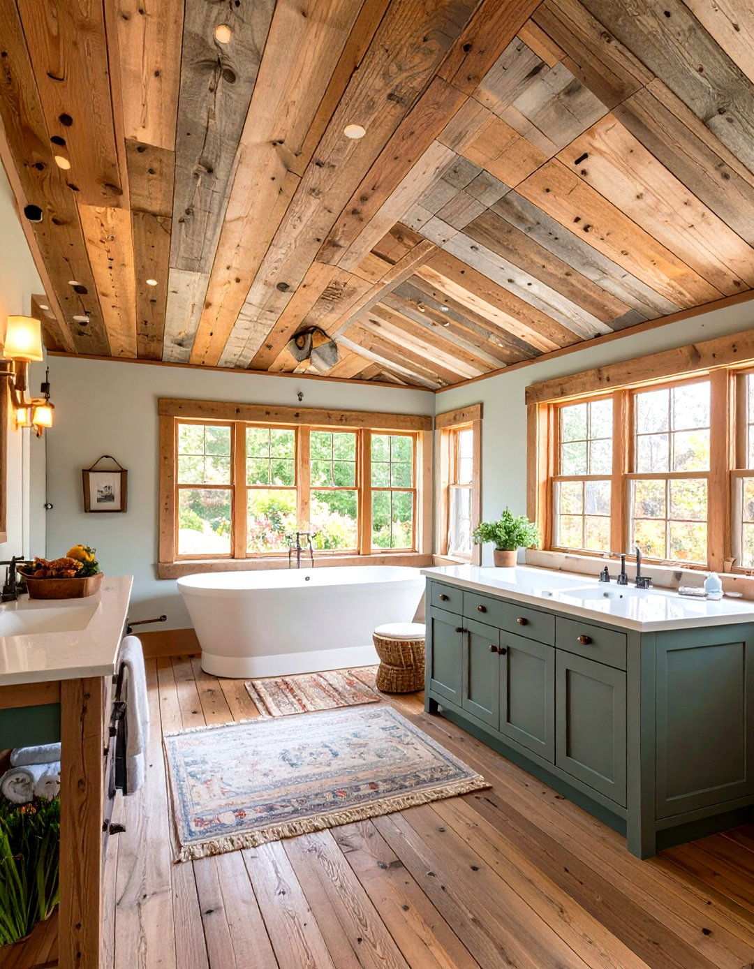 Barnwood Ceiling Treatments - 24 Rustic Bathroom Ideas