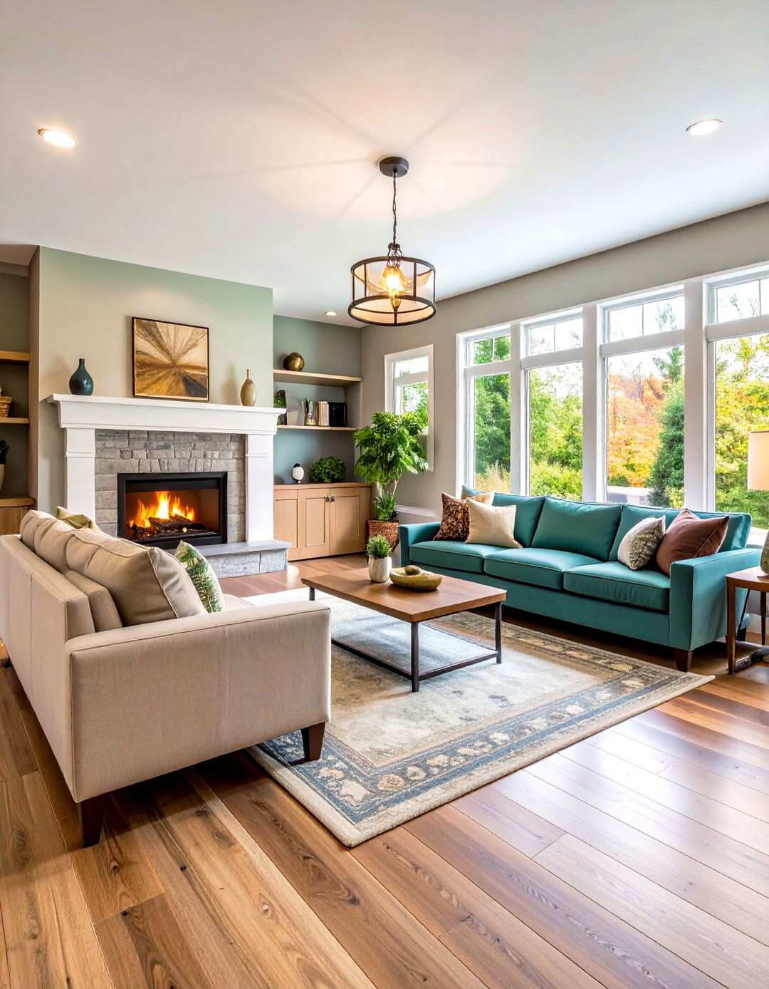 Basement Family Room Transformation - 24 Living Room Ideas With Sectionals and Fireplace
