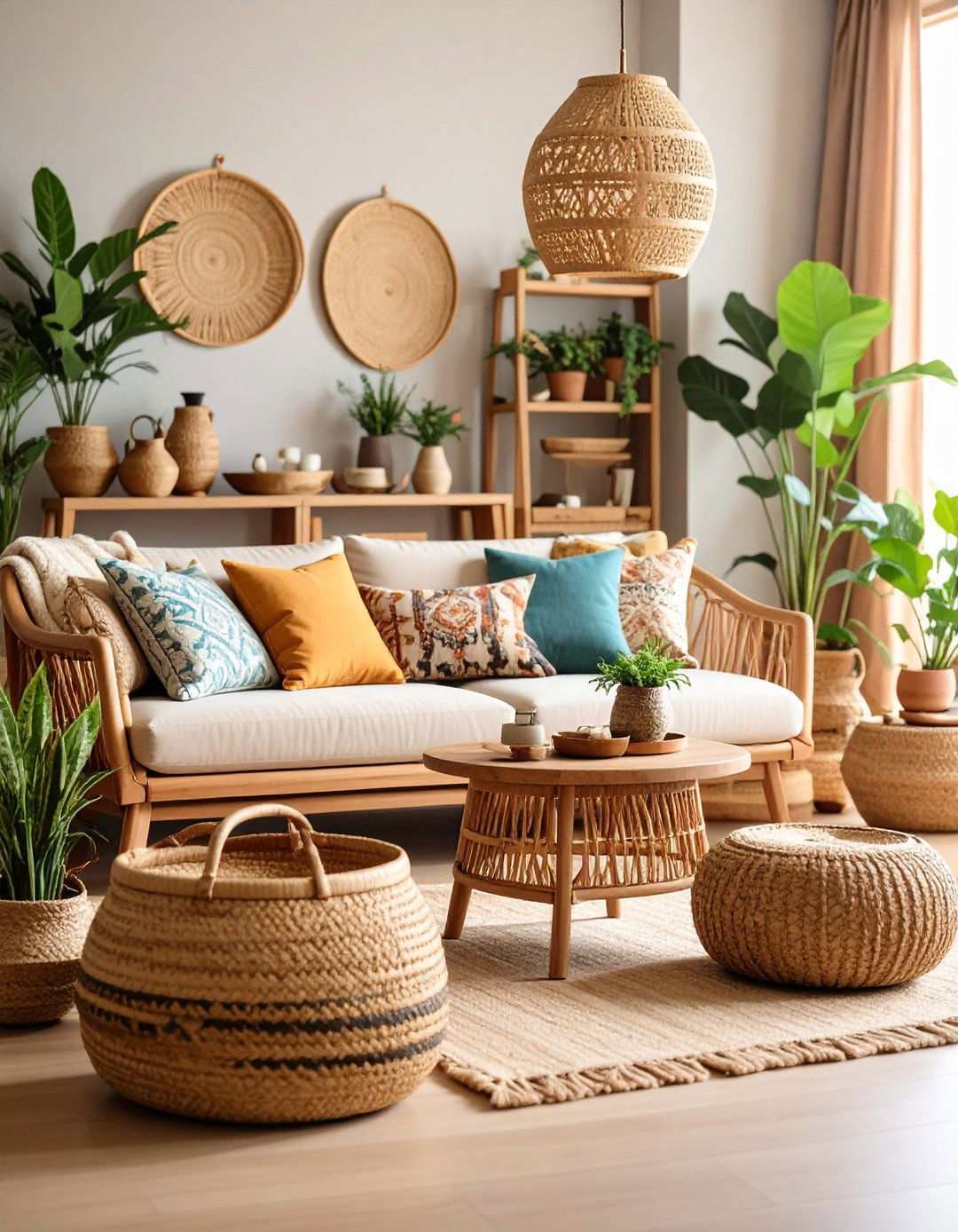 Basket Weaving Storage Solutions - 24 Primitive Living Room Ideas