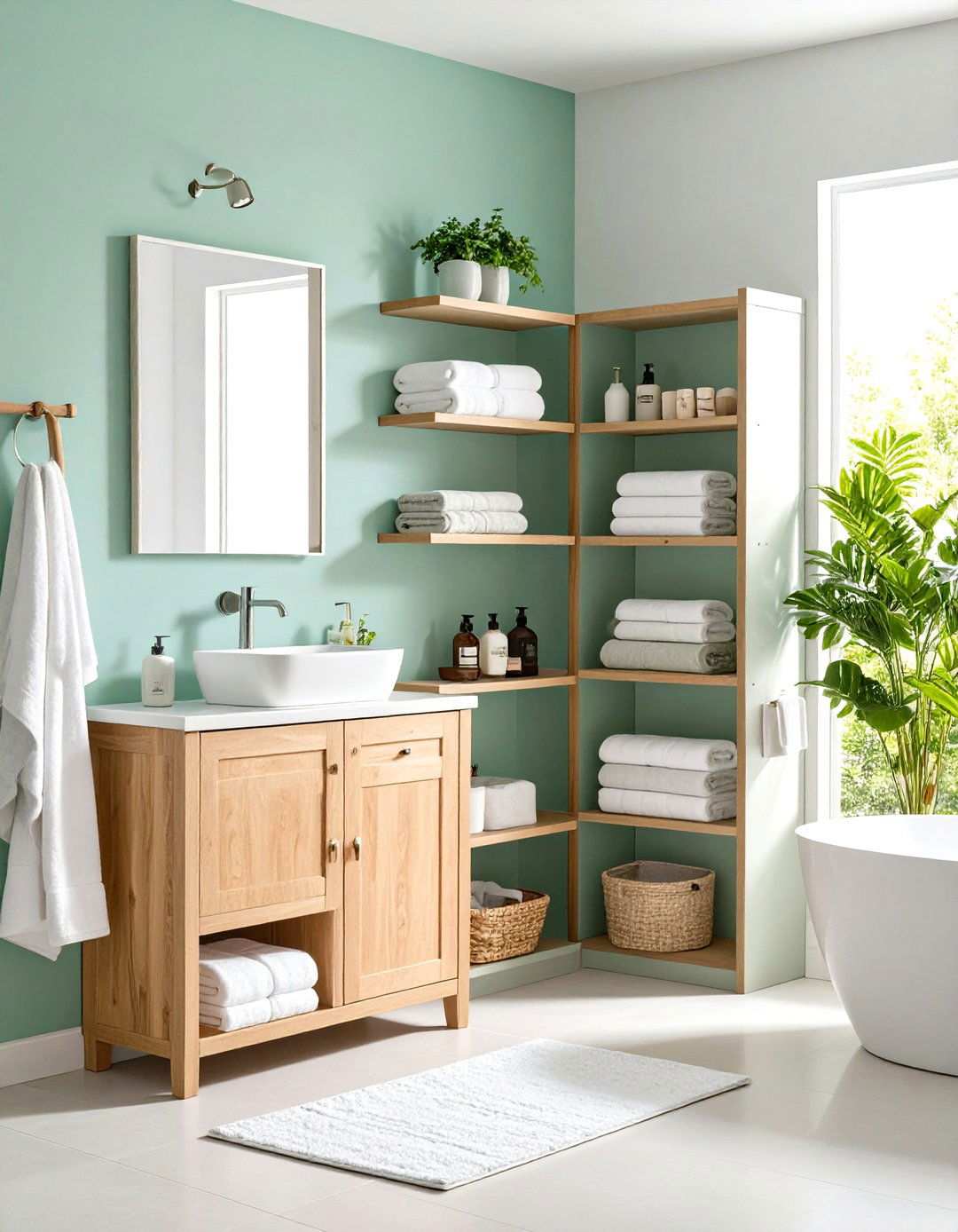 Bathroom Corner Storage Towers - 24 Tiny House Storage Ideas