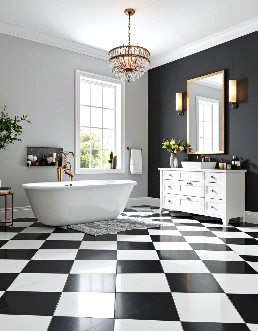 Bathroom Harlequin Floor Pattern - 24 Painted Floor Ideas