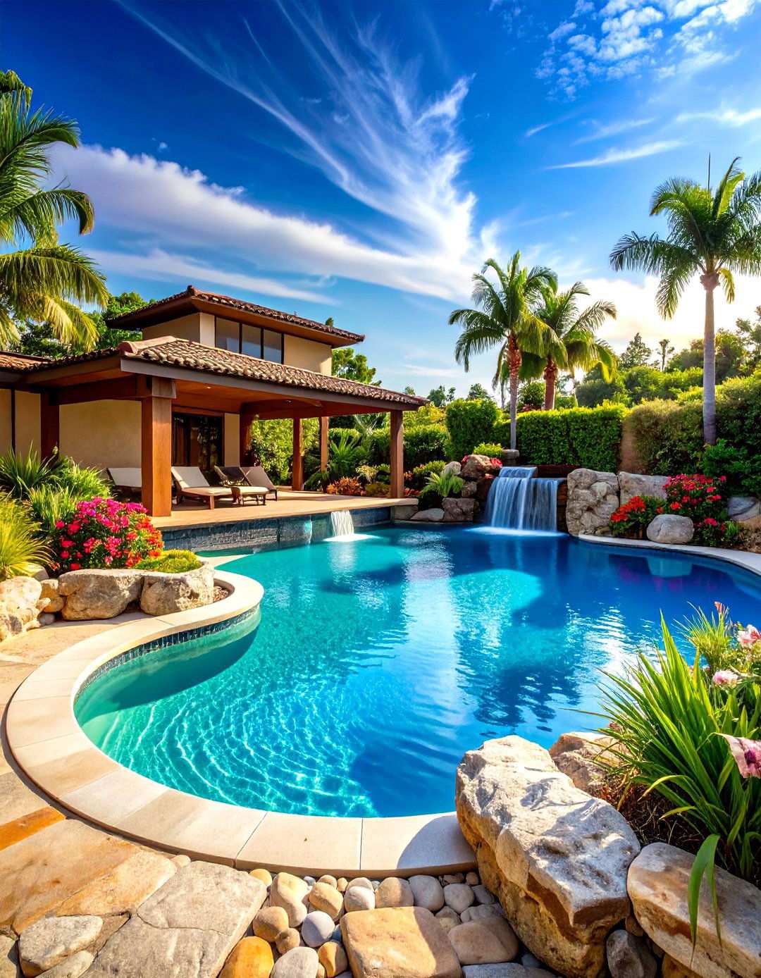 Beach Entry Lagoon Style Paradise - 24 Tropical Pool Landscaping Ideas