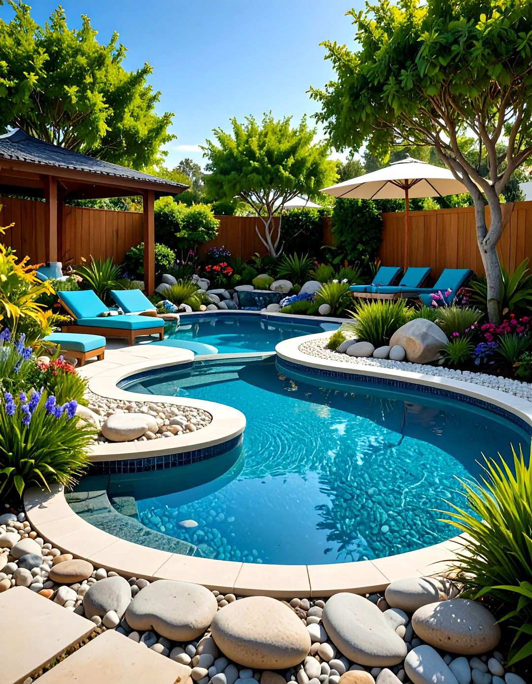Beach Pebble Accents - 24 Lagoon Pool Design Ideas