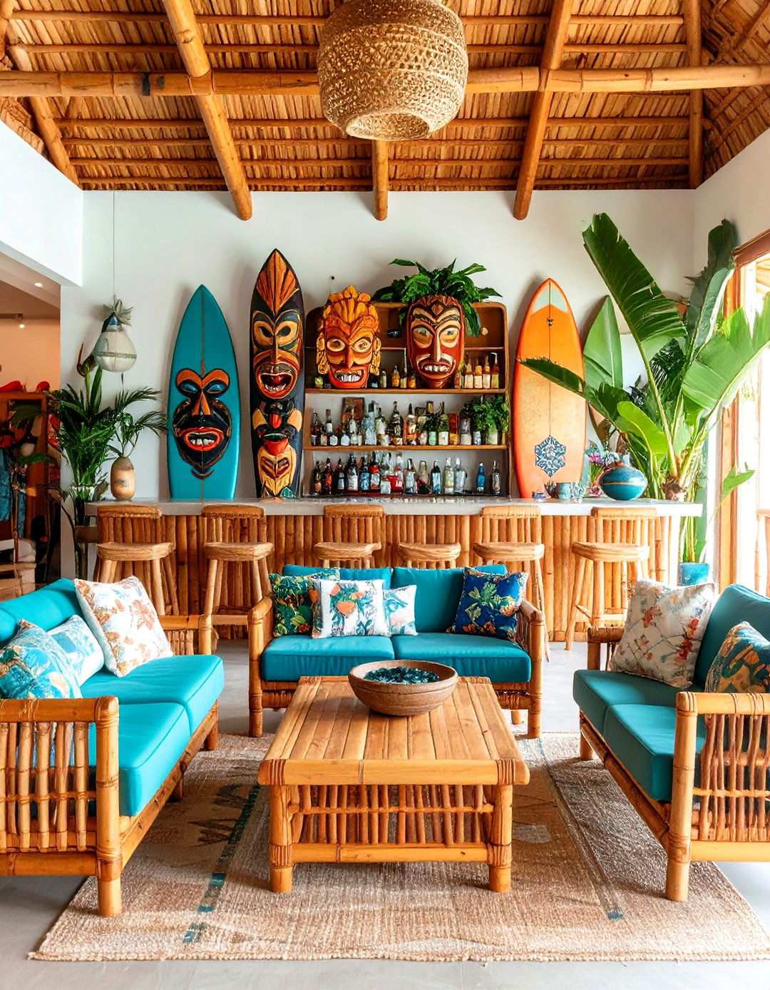 Beach Tiki Bar Man Cave Living Room - 24 Man Cave Living Room Ideas