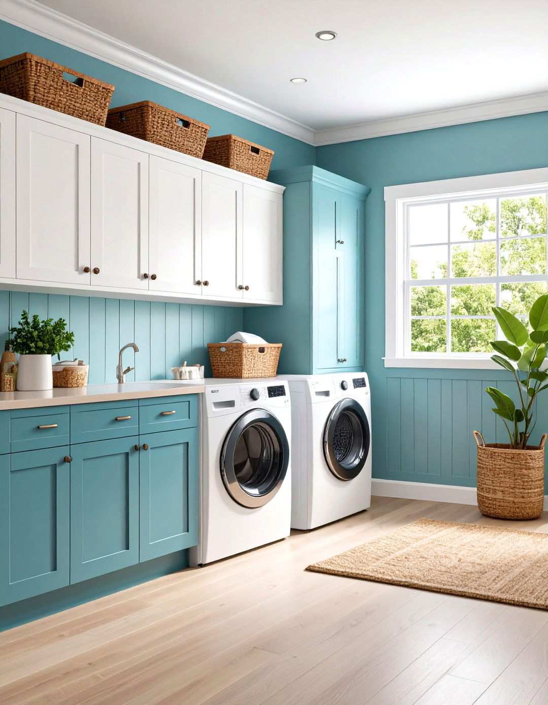 Beadboard Color Blocking - 24 Laundry Room Paint Ideas