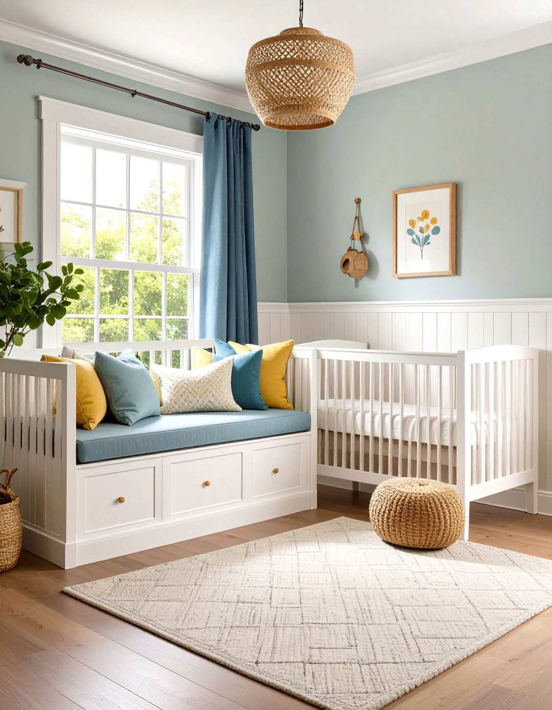Beadboard with Built in Window Seat - 24 Wainscoting Nursery Ideas
